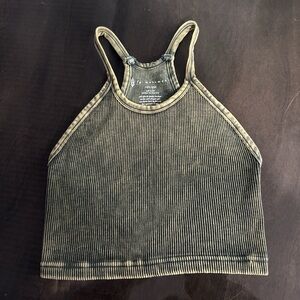 FP Movement by Free People Khaki Ribbed Crop Top